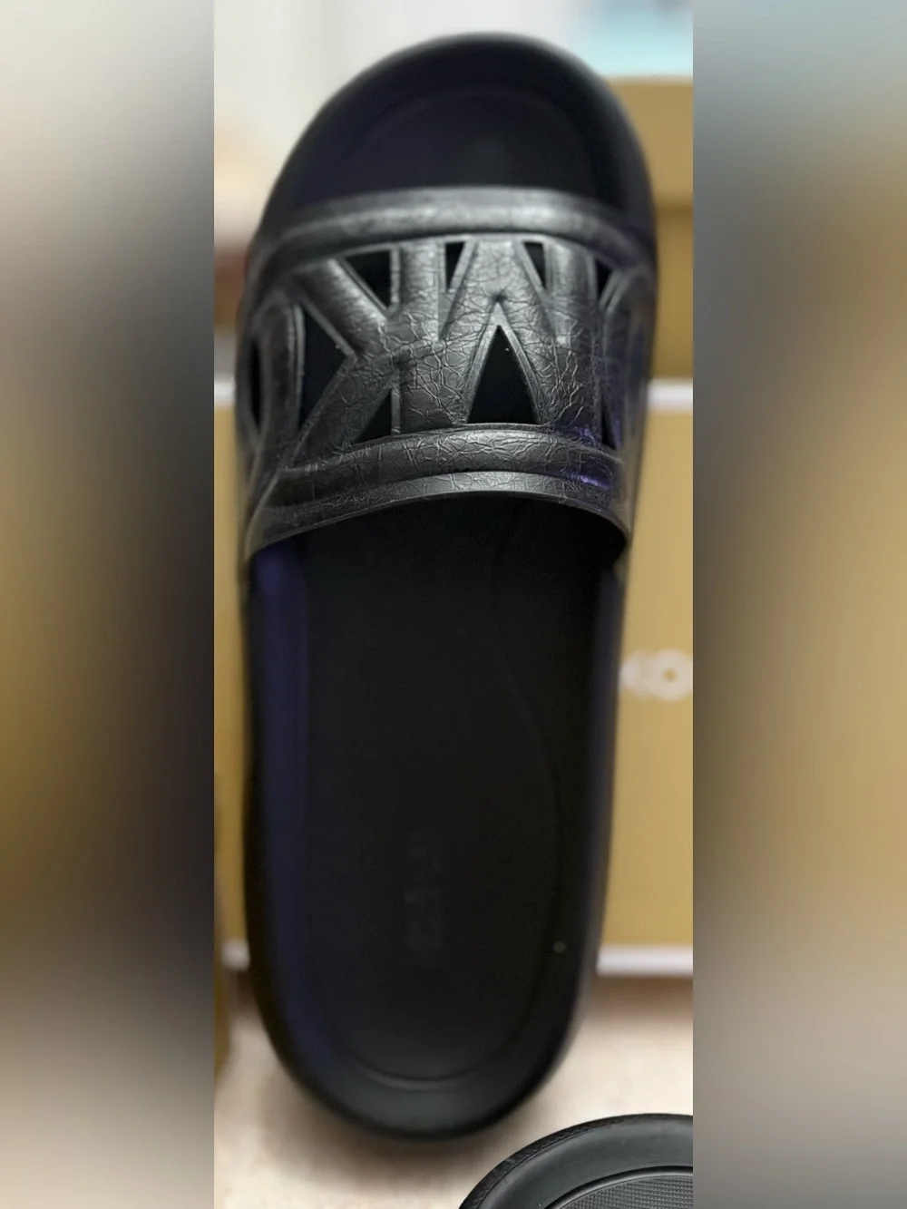 Michael Kors Black Slide Sandals with Cutout Strap